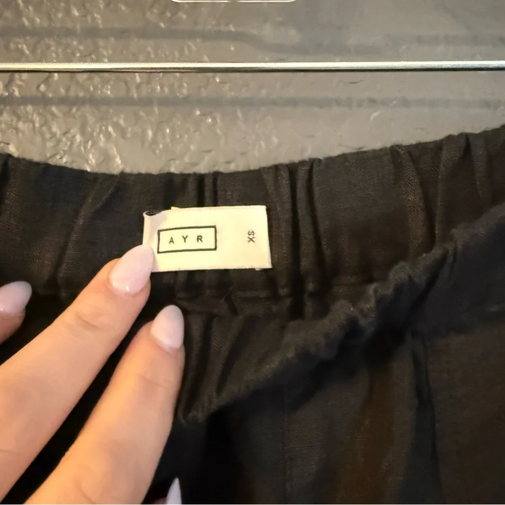 AYR • The Tourist Linen Pants Size XS Relaxed Straight Leg Black Casual